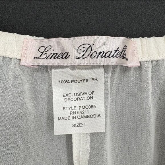 Linea Donatella Women's Sheer Babydoll Lingerie L Ivory Lace Trim Chemise - Picture 4 of 9